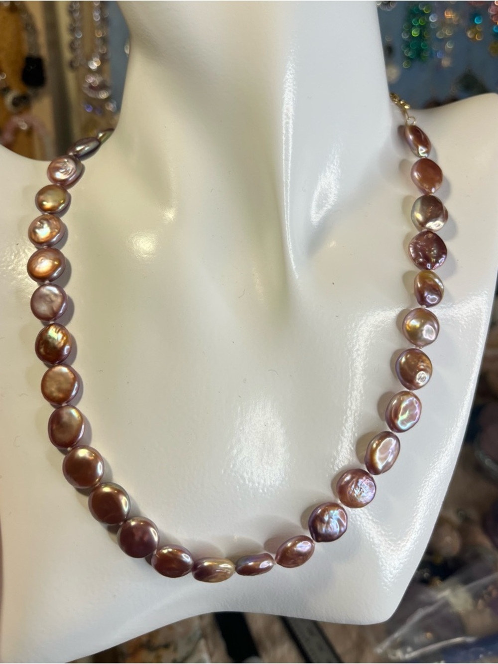 Genuine Iridescent Pearl Necklace